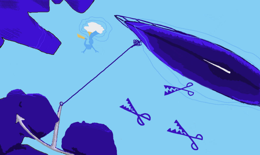scissors fish postcard